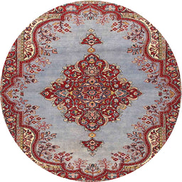 Round Traditional Tan Brown Medallion Rug, tr4171