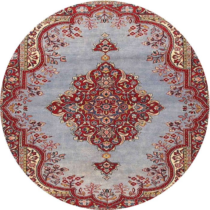 Round Traditional Tan Brown Medallion Rug, tr4171