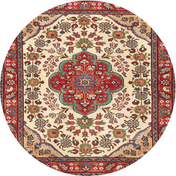 Round Traditional Red Medallion Rug, tr4172