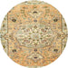Round Traditional Cinnamon Brown Persian Rug, tr4173