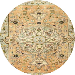 Square Machine Washable Traditional Cinnamon Brown Rug, wshtr4173