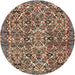 Round Traditional Red Brown Persian Rug, tr4174
