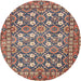 Round Traditional Chestnut Brown Persian Rug, tr4175