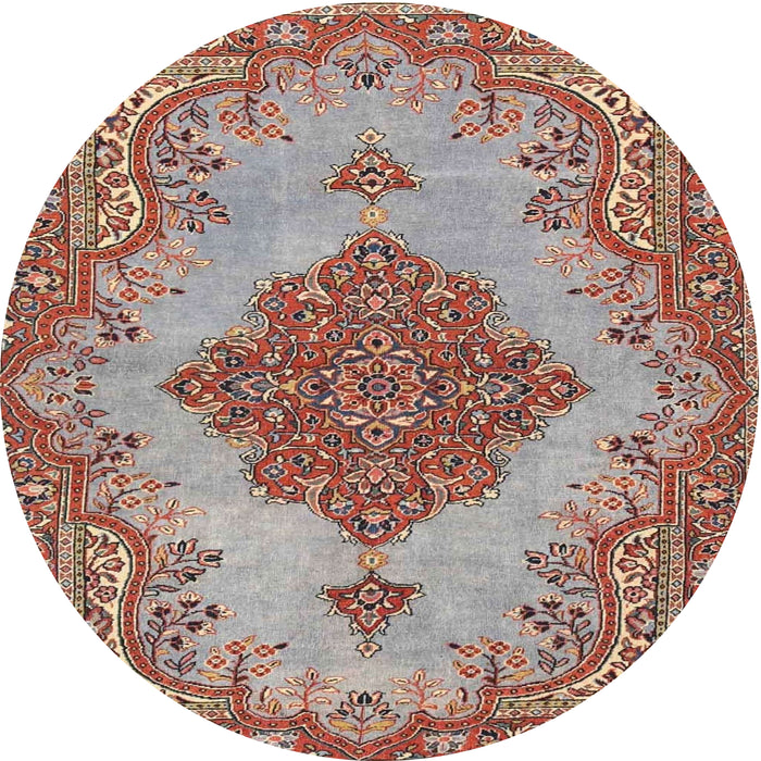 Round Traditional Tan Brown Persian Rug, tr4176