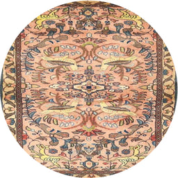 Square Machine Washable Traditional Sienna Brown Rug, wshtr4178