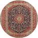 Square Machine Washable Traditional Saffron Red Rug, wshtr417