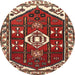 Round Traditional Red Persian Rug, tr4180