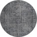 Square Machine Washable Traditional Dark Gray Rug, wshtr4181