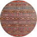 Round Traditional Dark Almond Brown Southwestern Rug, tr4186