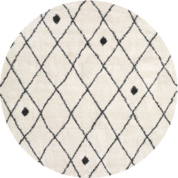 Round Traditional Antique White Beige Persian Rug, tr4190