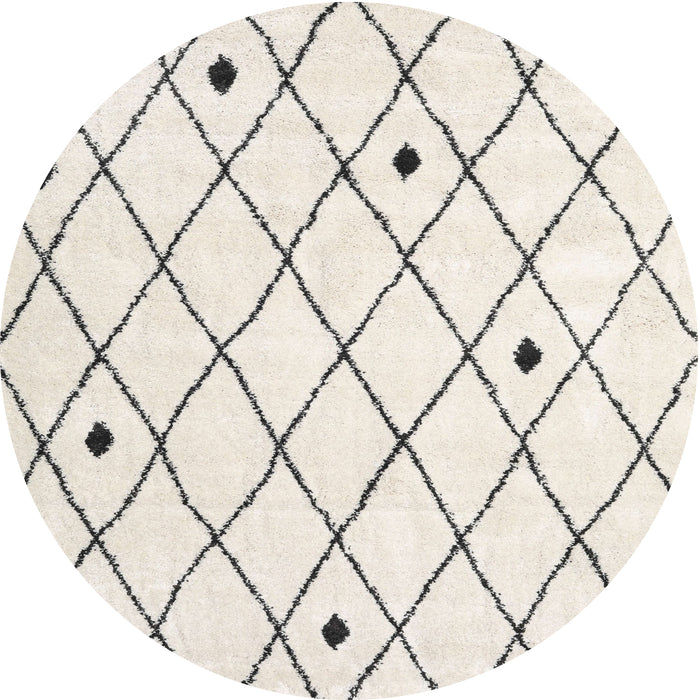 Round Traditional Antique White Beige Persian Rug, tr4190