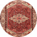 Round Traditional Tangerine Pink Medallion Rug, tr4193