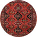 Square Machine Washable Traditional Tomato Red Rug, wshtr4195