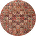 Round Traditional Tangerine Pink Persian Rug, tr4197