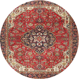 Square Machine Washable Traditional Tomato Red Rug, wshtr4199