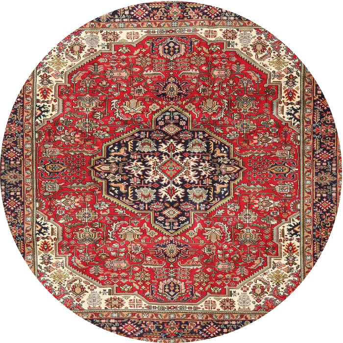 Square Machine Washable Traditional Tomato Red Rug, wshtr4199