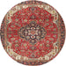 Square Machine Washable Traditional Tomato Red Rug, wshtr4199