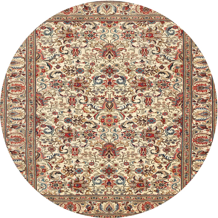 Round Traditional Sienna Brown Persian Rug, tr419