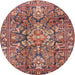 Round Traditional Brown Red Persian Rug, tr4200