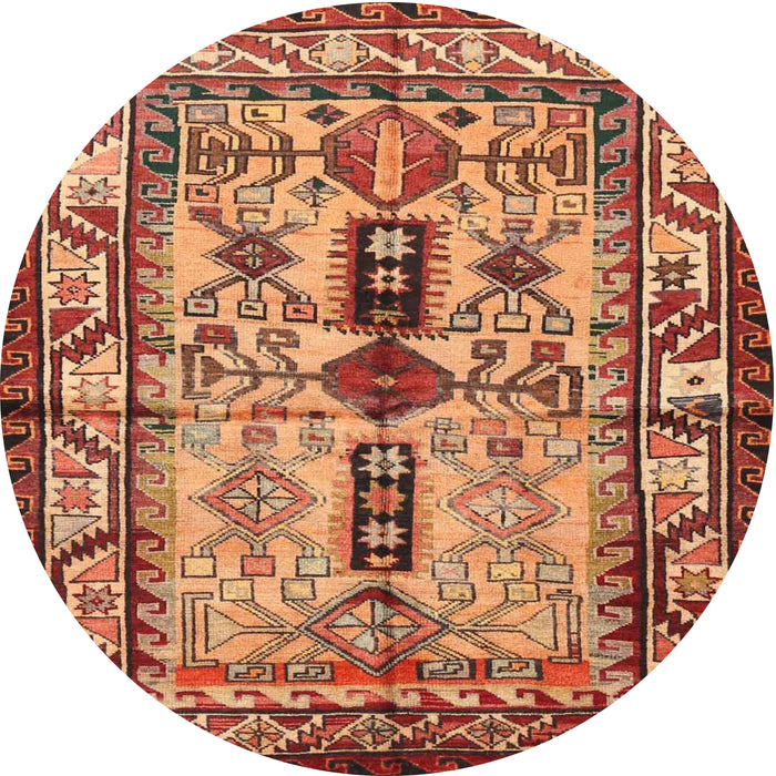 Round Traditional Sand Brown Persian Rug, tr4202