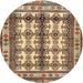 Round Traditional Saddle Brown Persian Rug, tr4205