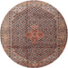 Round Traditional Light Copper Gold Medallion Rug, tr4207