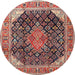 Square Machine Washable Traditional Saffron Red Rug, wshtr4208