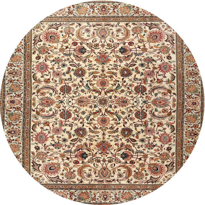 Round Traditional Sienna Brown Persian Rug, tr4209