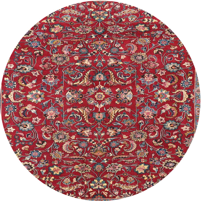Round Traditional Orange Salmon Pink Persian Rug, tr4210