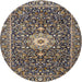 Round Traditional Burgundy Brown Persian Rug, tr4213