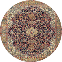 Square Machine Washable Traditional Red Brown Rug, wshtr4214