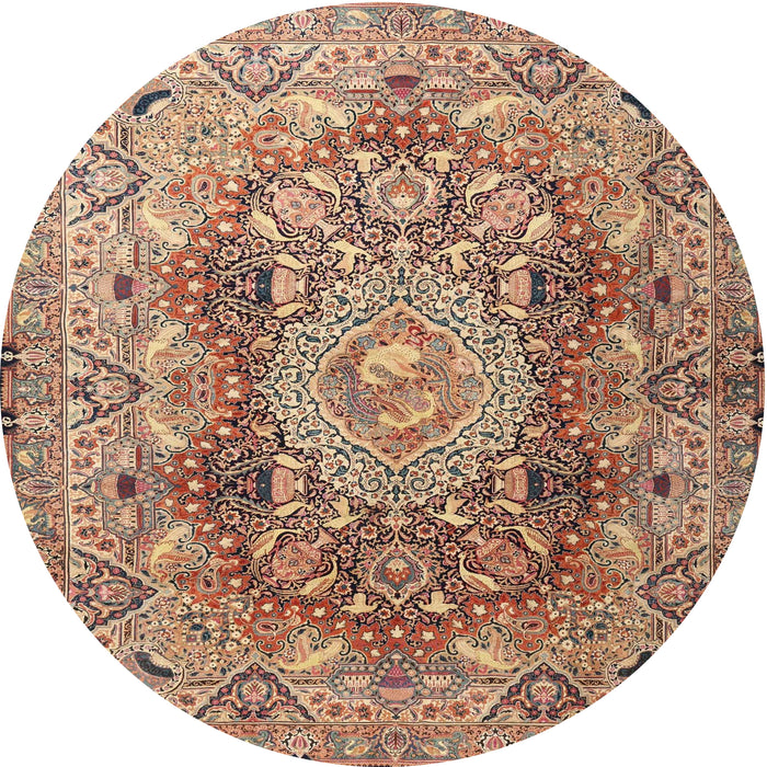 Round Traditional Chestnut Brown Persian Rug, tr4215