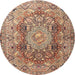 Round Traditional Chestnut Brown Persian Rug, tr4215