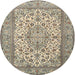 Round Traditional Brown Medallion Rug, tr4218