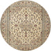 Round Traditional Brown Medallion Rug, tr4219