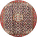 Square Machine Washable Traditional Saffron Red Rug, wshtr421