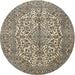 Round Traditional Brown Medallion Rug, tr4220