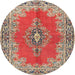 Square Machine Washable Traditional Red Rug, wshtr4223