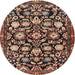 Round Traditional Light Copper Gold Persian Rug, tr4224