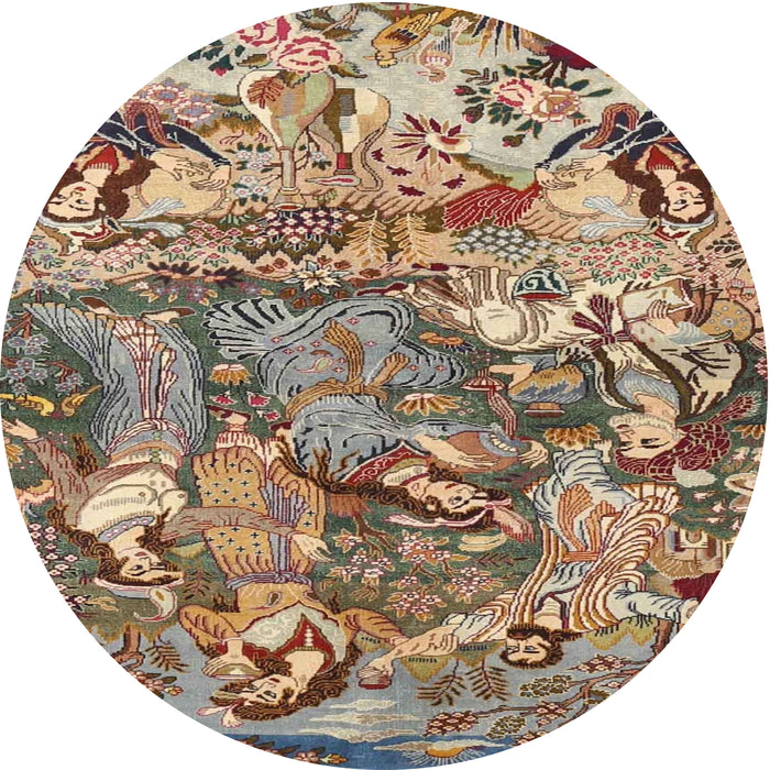 Round Traditional Dark Sienna Brown Animal Rug, tr4225