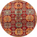 Round Traditional Orange Persian Rug, tr4226