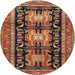 Round Traditional Saffron Red Persian Rug, tr4228