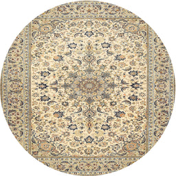 Round Traditional Dark Almond Brown Medallion Rug, tr422