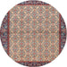 Square Machine Washable Traditional Sepia Brown Rug, wshtr4231