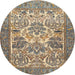 Round Traditional Brown Animal Rug, tr4232