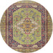 Round Traditional Sienna Brown Persian Rug, tr4233