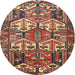 Round Traditional Red Persian Rug, tr4235