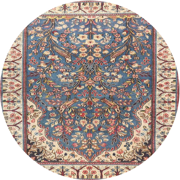 Round Traditional Tan Brown Animal Rug, tr4236