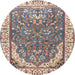 Round Traditional Tan Brown Animal Rug, tr4236