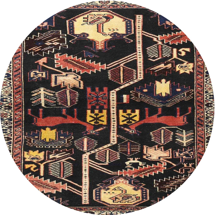 Round Traditional Orange Salmon Pink Animal Rug, tr4238